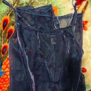 See through mesh metallic dress forever 21 rave fit new